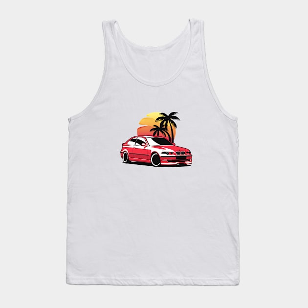 Red E46 Compact Sunset Tank Top by KaroCars